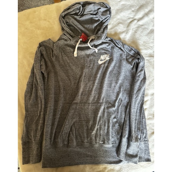 Nike Tops - Nike Women's Gray Hooded Long Sleeve Lightweight Pullover Medium  Front Pocket